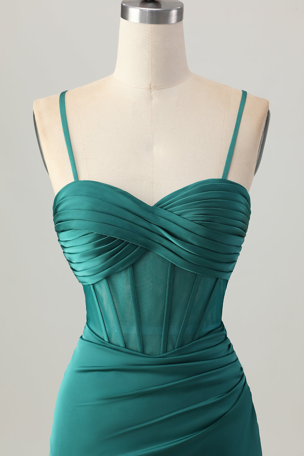 Dark Green Corset Tight Short Satin Homecoming Dress