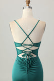 Dark Green Corset Tight Short Satin Homecoming Dress