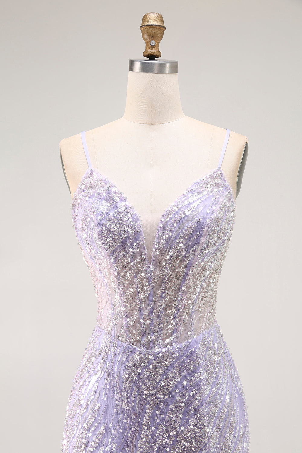 Mermaid Sequin Purple Long Prom Dress with Slit