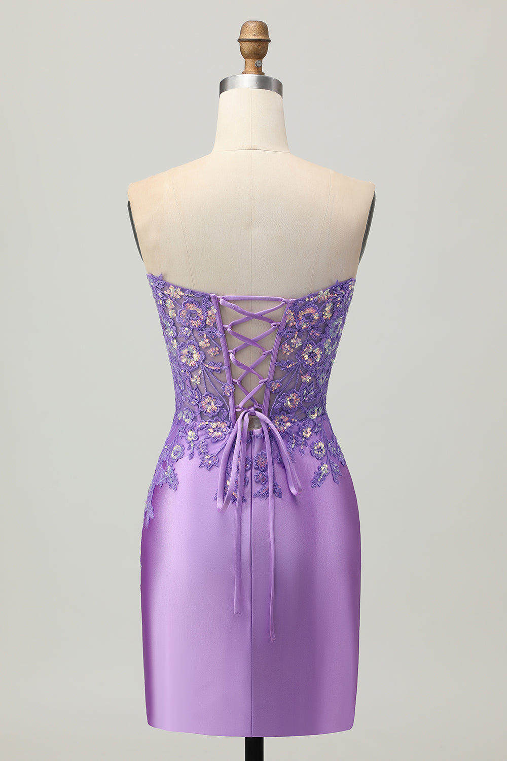 Sparkly Purple Bodycon Strapless Corset Ruched Sequins Short Homecoming Dress