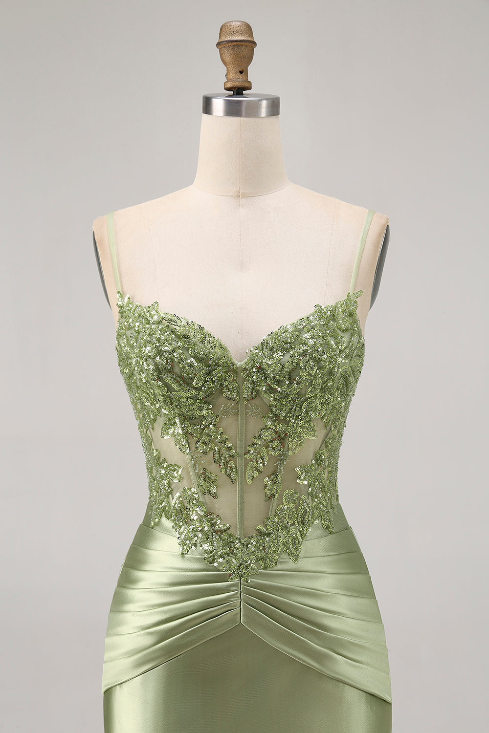 Green Strapless Corset Sequins Bodycon Short Homecoming Dress with Appliques