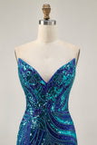 Sparkly Sequins Purple Strapless Tight Short Homecoming Dress
