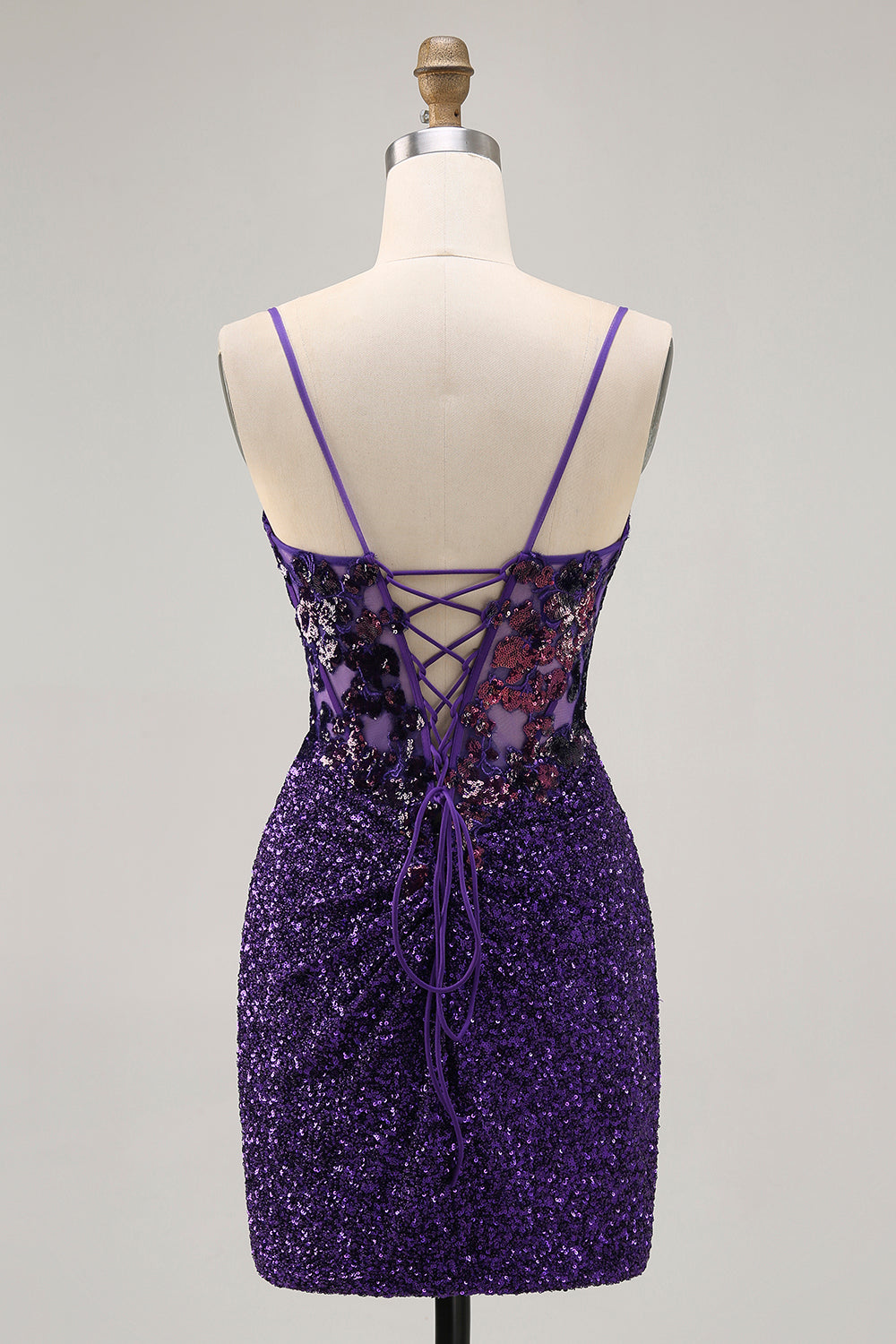 Sparkly Dark Purple Corset Homecoming Dress with Sequins