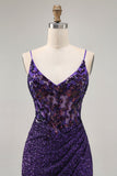 Sparkly Dark Purple Corset Homecoming Dress with Sequins