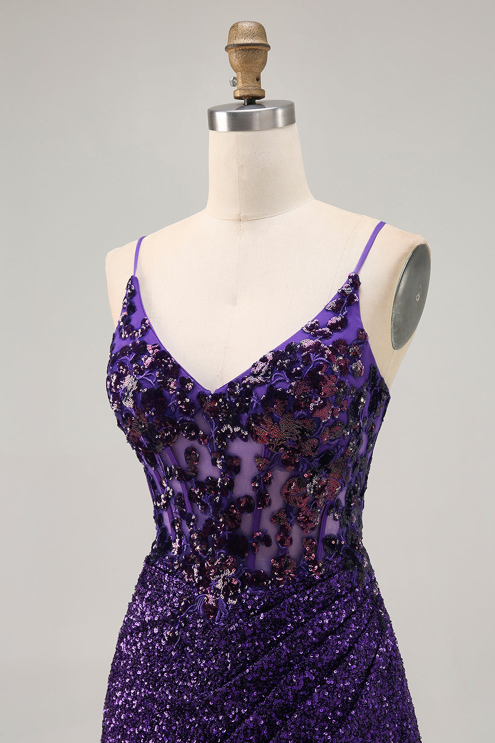 Sparkly Dark Purple Corset Homecoming Dress with Sequins