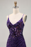 Sparkly Dark Purple Corset Homecoming Dress with Sequins