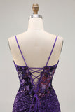 Sparkly Dark Purple Corset Homecoming Dress with Sequins