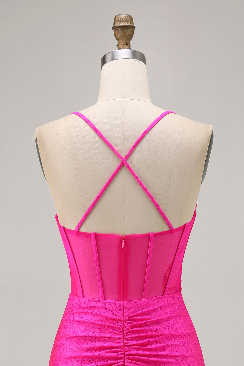 Fuchsia Corset Ruched Tight Short Homecoming Dress
