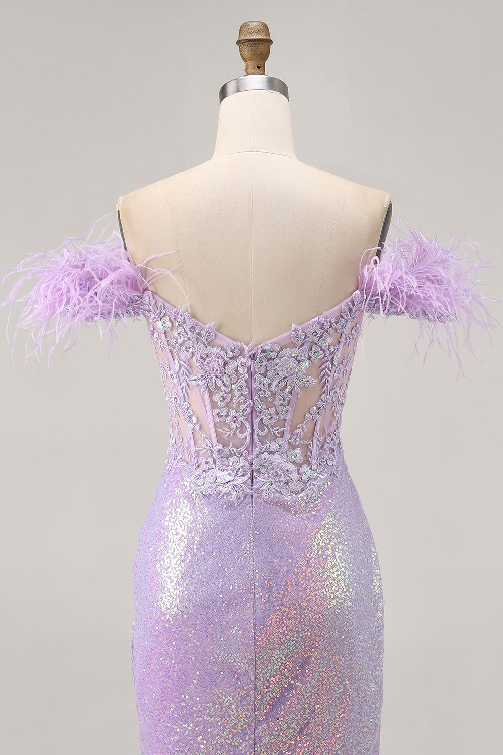 Sparkly Lilac Sequins Off The Shoulder Corset Short Homecoming Dress