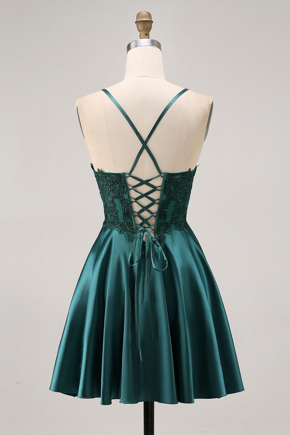 Dark Green A Line Appliqued Short Homecoming Dress with Beading
