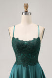 Dark Green A Line Appliqued Short Homecoming Dress with Beading