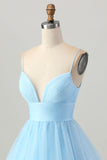Sky Blue A Line Spaghetti Straps Short Homecoming Dress