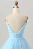 Sky Blue A Line Spaghetti Straps Short Homecoming Dress