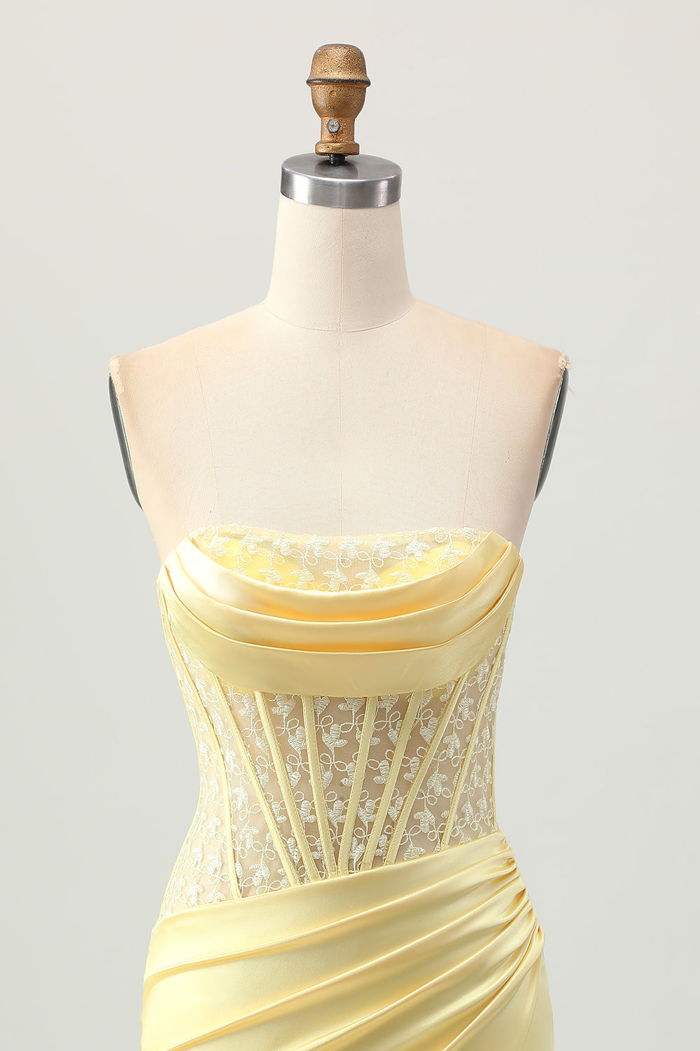 Yellow Satin Corset Tight Short Homecoming Dress with Lace Up Back