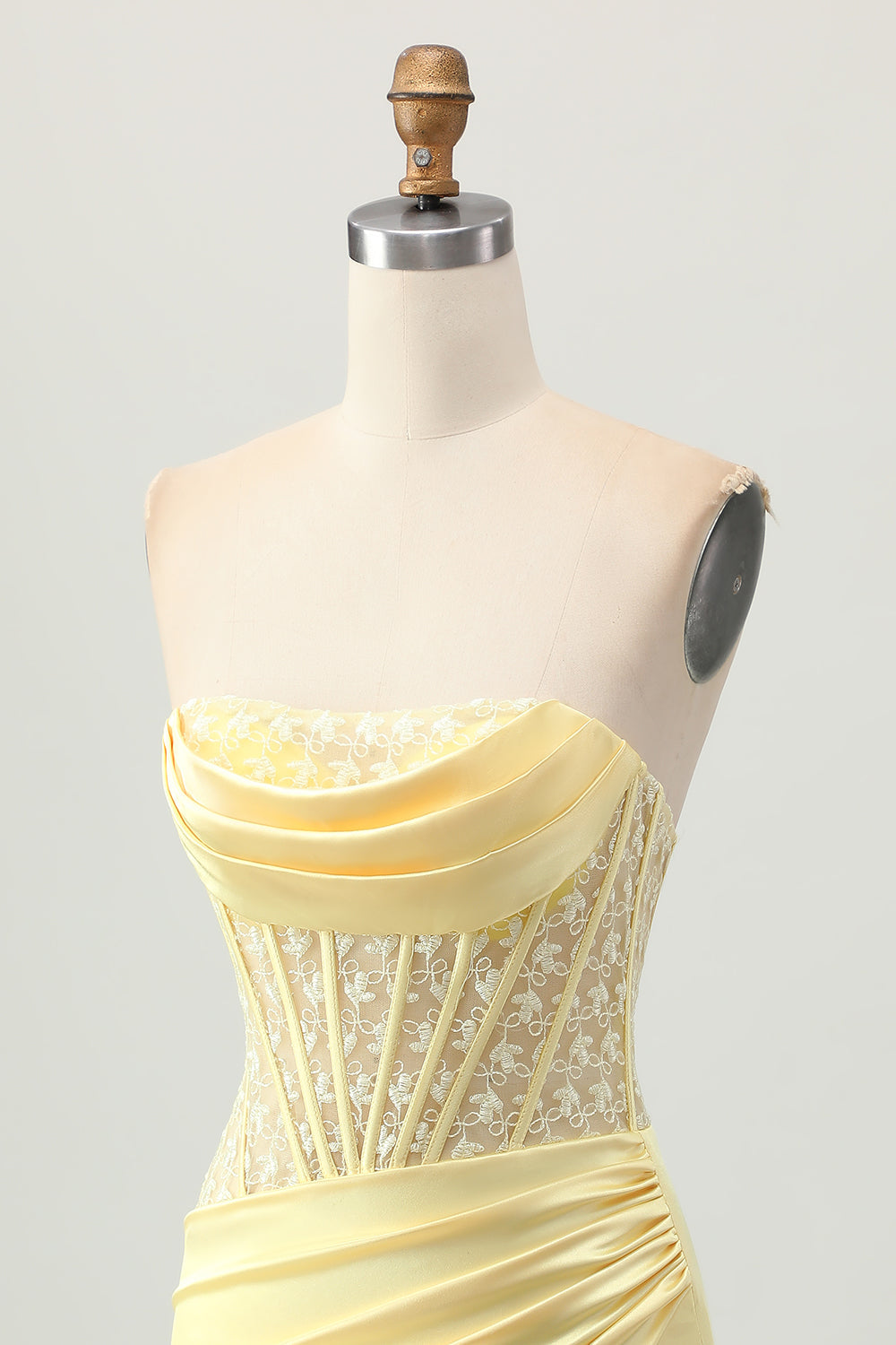 Yellow Satin Corset Tight Short Homecoming Dress with Lace Up Back