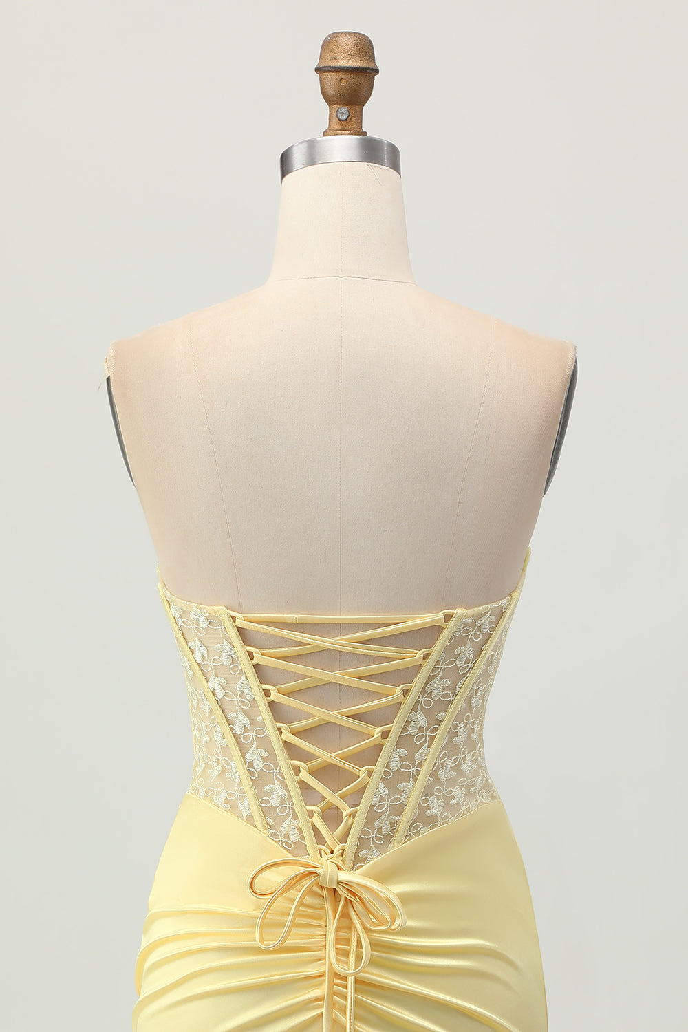 Yellow Satin Corset Tight Short Homecoming Dress with Lace Up Back