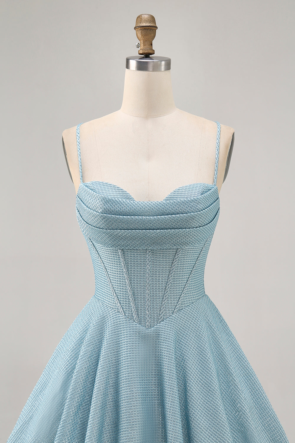 Grey Blue Corset A Line Spaghetti Straps Homecoming Dress