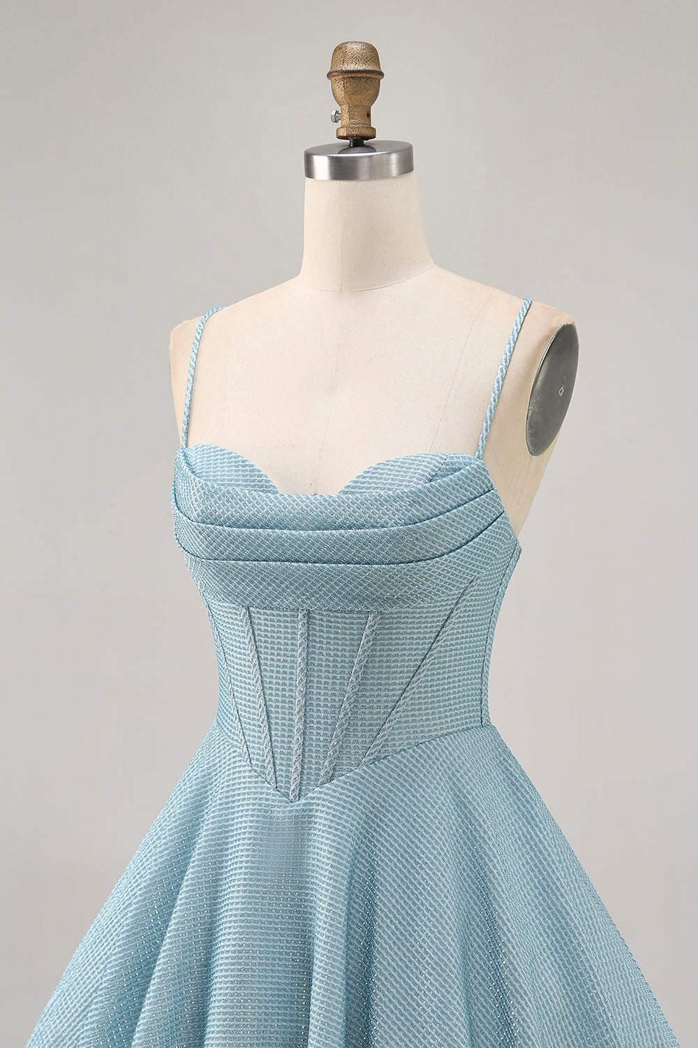 Grey Blue Corset A Line Spaghetti Straps Homecoming Dress