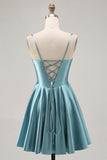 Corset Satin Grey Green A-line Short Homecoming Dress