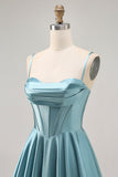 Corset Satin Grey Green A-line Short Homecoming Dress