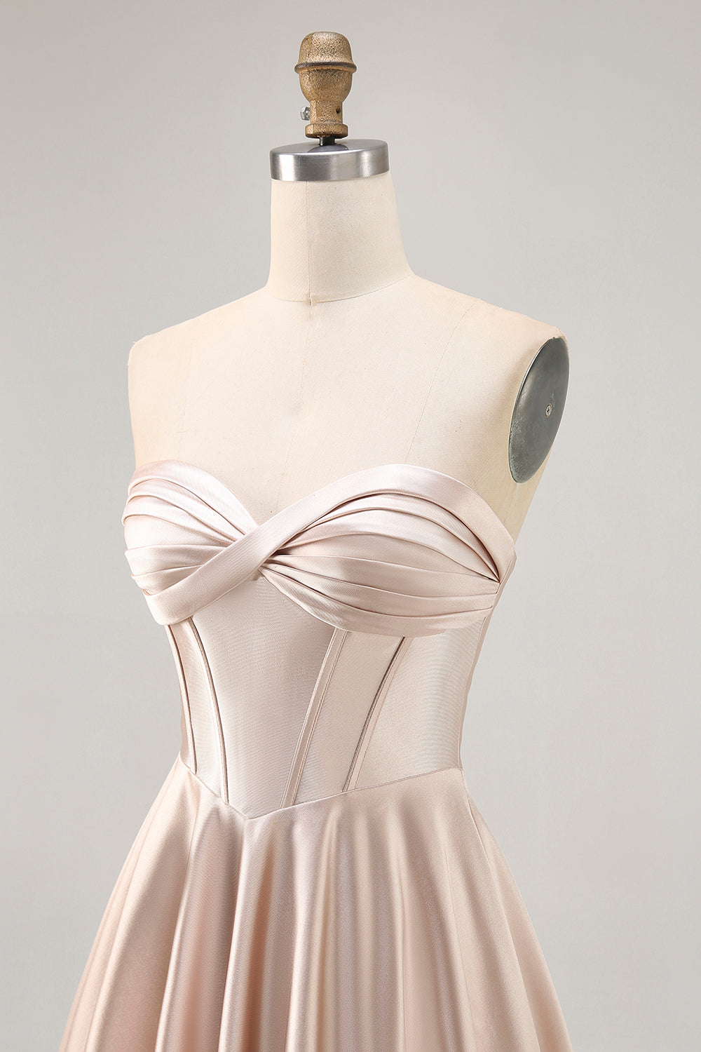 Strapless Corset Satin Champagne Short Homecoming Dress