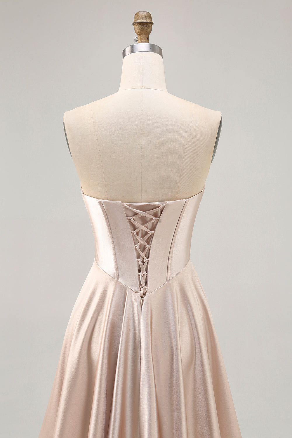 Strapless Corset Satin Champagne Short Homecoming Dress