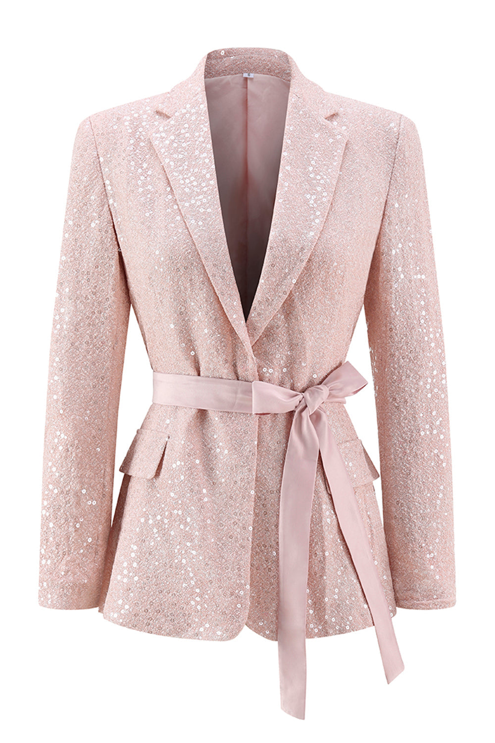 Pink Sequin 2 Pieces Notched lapel Midi Prom Suits