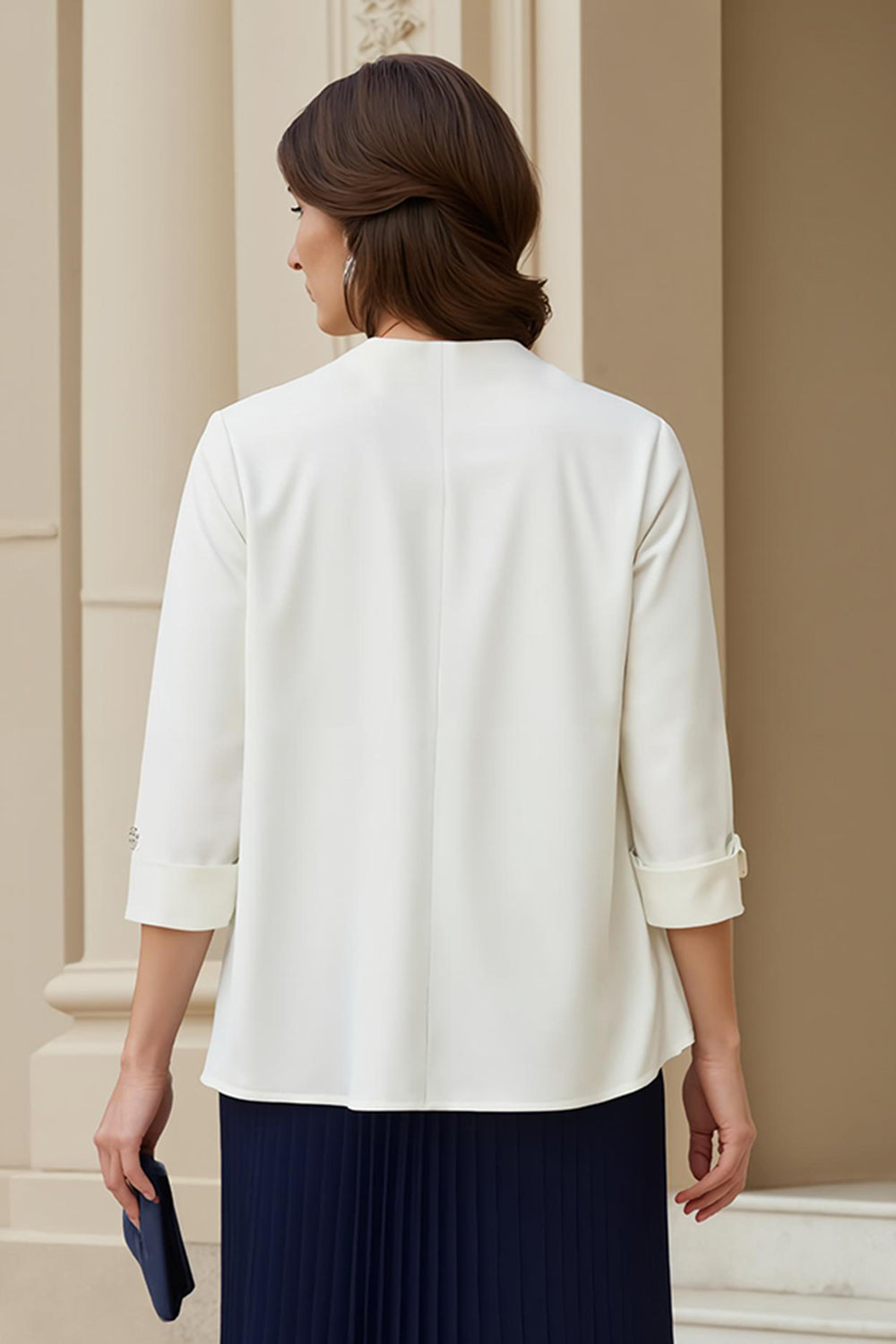 Navy A Line Pleated 2-Piece Midi Mother of the Bride Dress with Lace