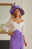 Purple Chiffon High-Low A Line Off the Shoulder Mother of the Bride Dress