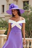 Purple Chiffon A Line High-Low Off the Shoulder Mother of the Bride Dress