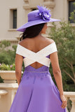 Purple Chiffon A Line High-Low Off the Shoulder Mother of the Bride Dress