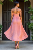 Sunset A-Line Pleated Spaghetti Straps Long Bridesmaid Dress