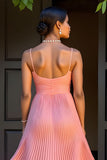 Sunset A-Line Pleated Spaghetti Straps Long Bridesmaid Dress