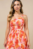A Line Sunset Printed One Shoulder Asymmetrical Summer Dress