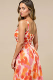 A Line Sunset Printed One Shoulder Asymmetrical Summer Dress
