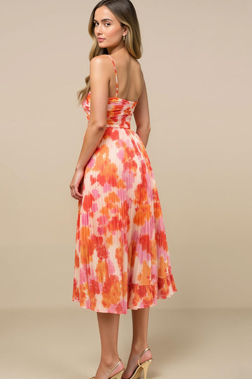 Sunset Printed A Line Spaghetti Straps Summer Dress