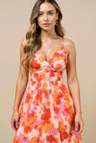 Sunset Printed A Line Spaghetti Straps Summer Dress