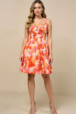 Printed Sunset A Line Spaghetti Straps Mini Summer Dress
