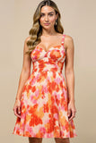 Printed Sunset A Line Spaghetti Straps Mini Summer Dress