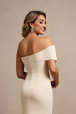 Apricot One Shoulder Ruched Long Satin Mother of the Bride Dress