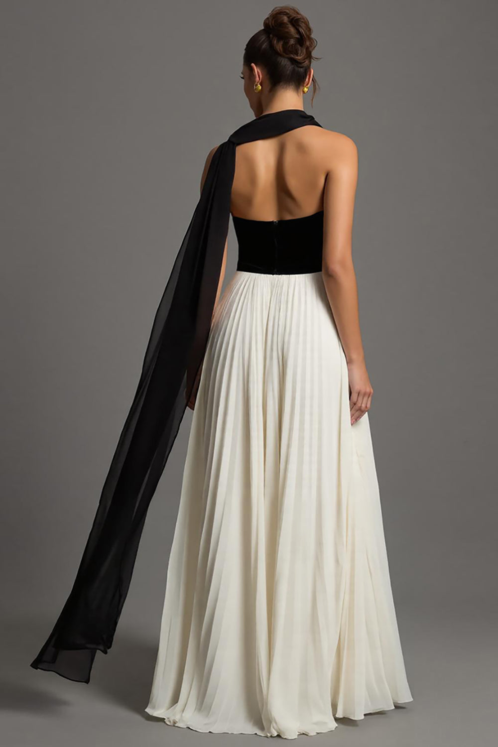 Black and White A Line Chiffon Sweetheart Long Formal Dress