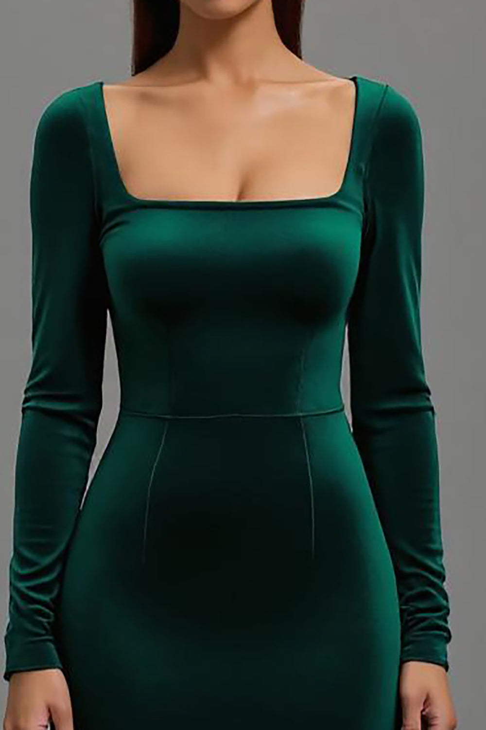 Dark Green Mermaid Velvet Long Sleeves Formal Dress