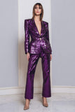Sparkly 2 Pieces Sequins Dark Purple Peak Lapel Tuxedo With Sleeves