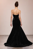 Black Mermaid Velvet Strapless Long Formal Dress