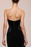 Black Mermaid Velvet Strapless Long Formal Dress