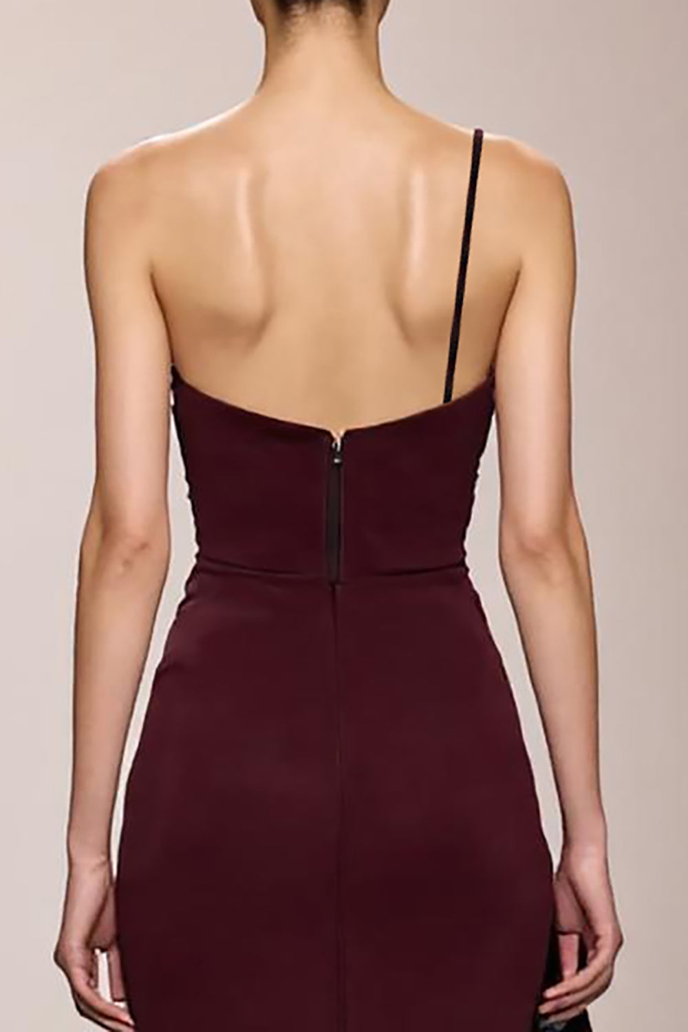 Burgundy Satin A Line Long Formal Dress with Slit