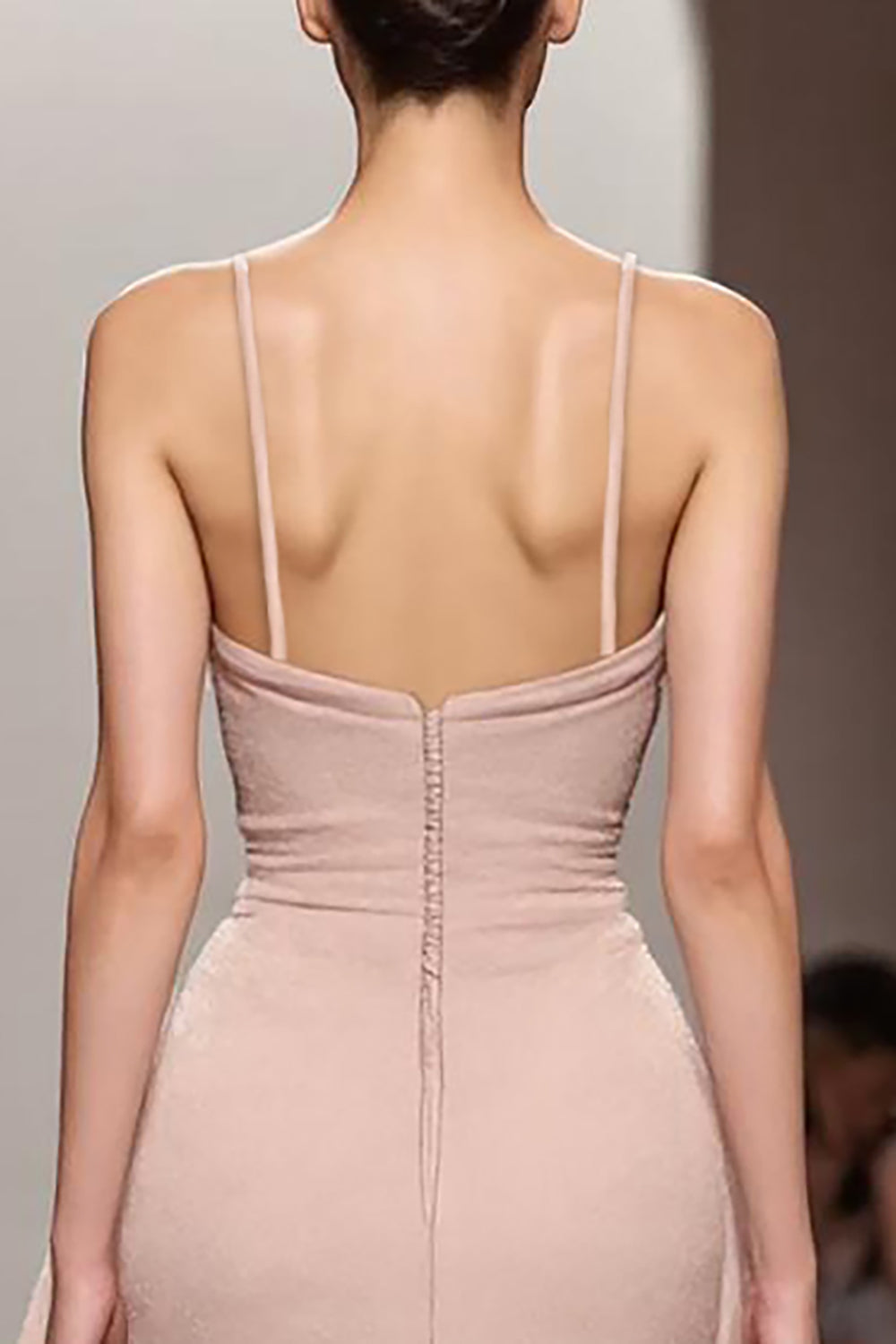 Ivory A Line Satin Ruched Spaghetti Straps Long Formal Dress