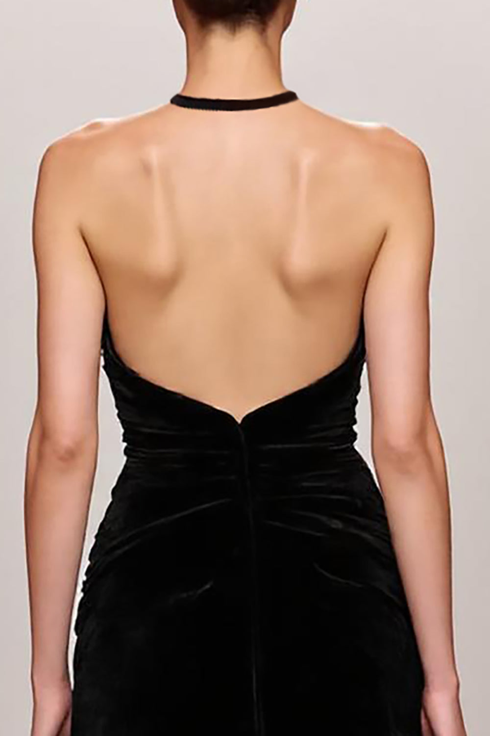 Black Velvet A Line Halter Long Formal Dress