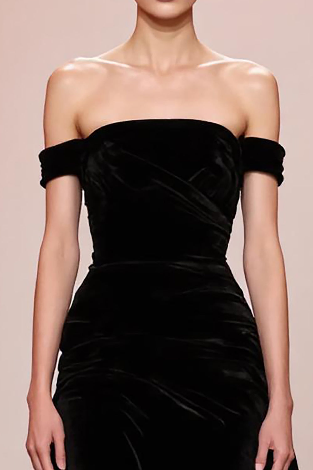 Black A Line Velvet Off The Shoulder Long Formal Dress