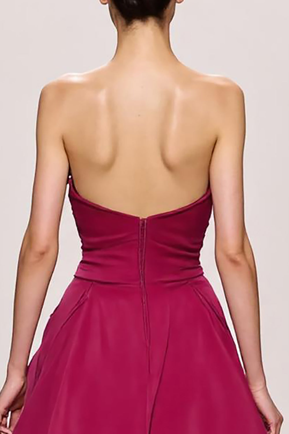 Fuchsia Satin A Line Ruched Sweetheart Long Formal Dress With Slit
